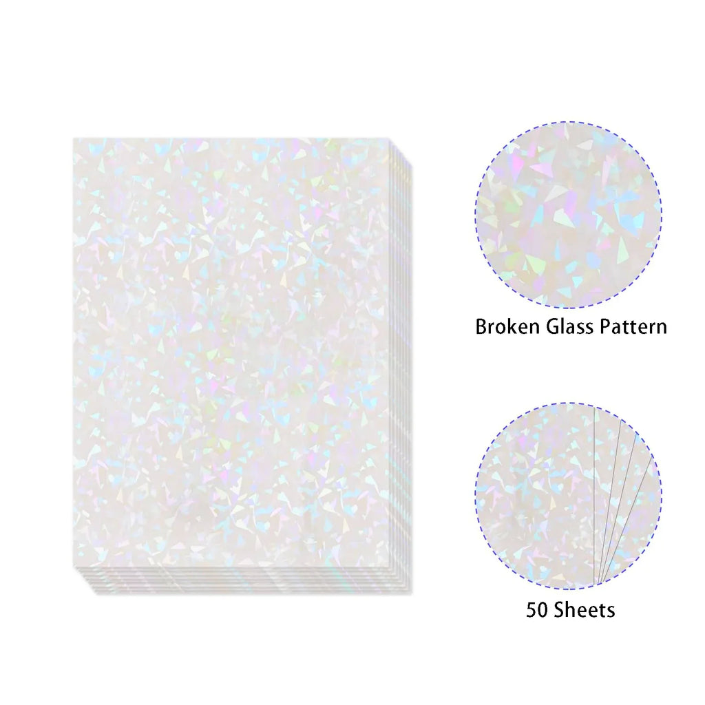 50 Sheets Holographic Cold Lamination Film | Clear Self-Adhesive Waterproof Overlay