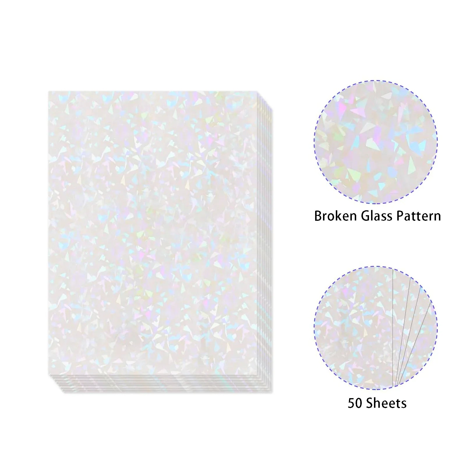 50 Sheets Holographic Cold Lamination Film | Clear Self-Adhesive Waterproof Overlay