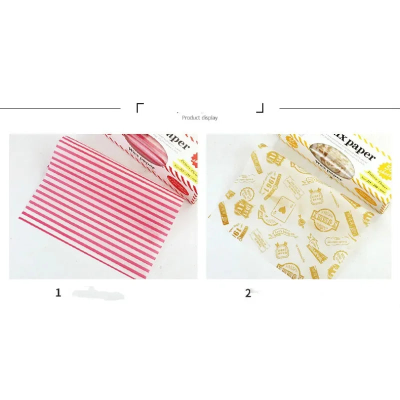 50Pcs Food Grade Wax Paper Wrap | Non-Stick Greaseproof Kitchen Paper for Sandwiches Burgers Fries Baking