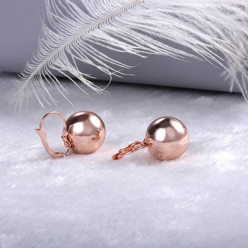 Smooth Ball Drop Earrings for Women | Creative Gold White Rosegold Dangle Jewelry