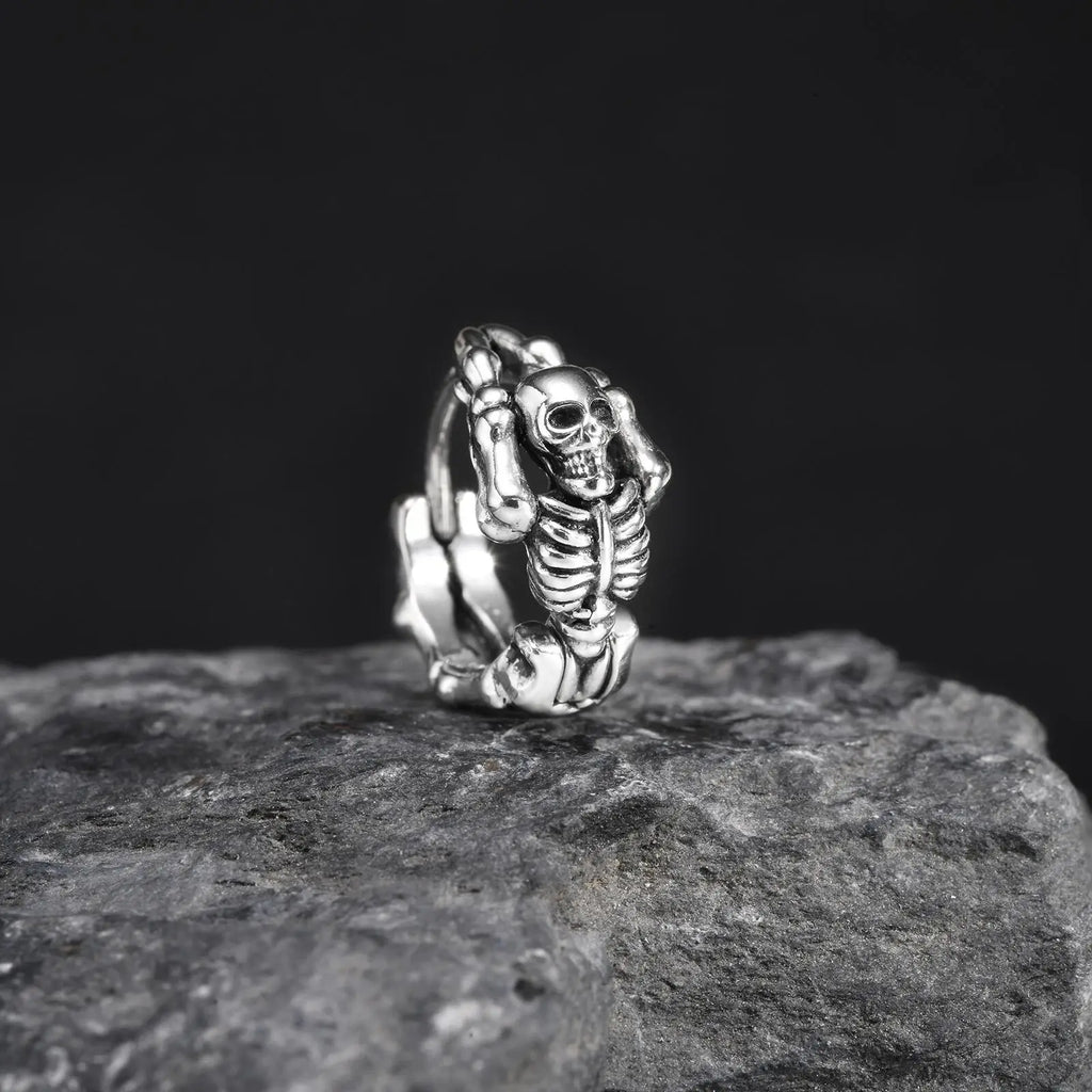 Punk Skeleton Hoop Earrings for Men | Never Fade Metal Huggies