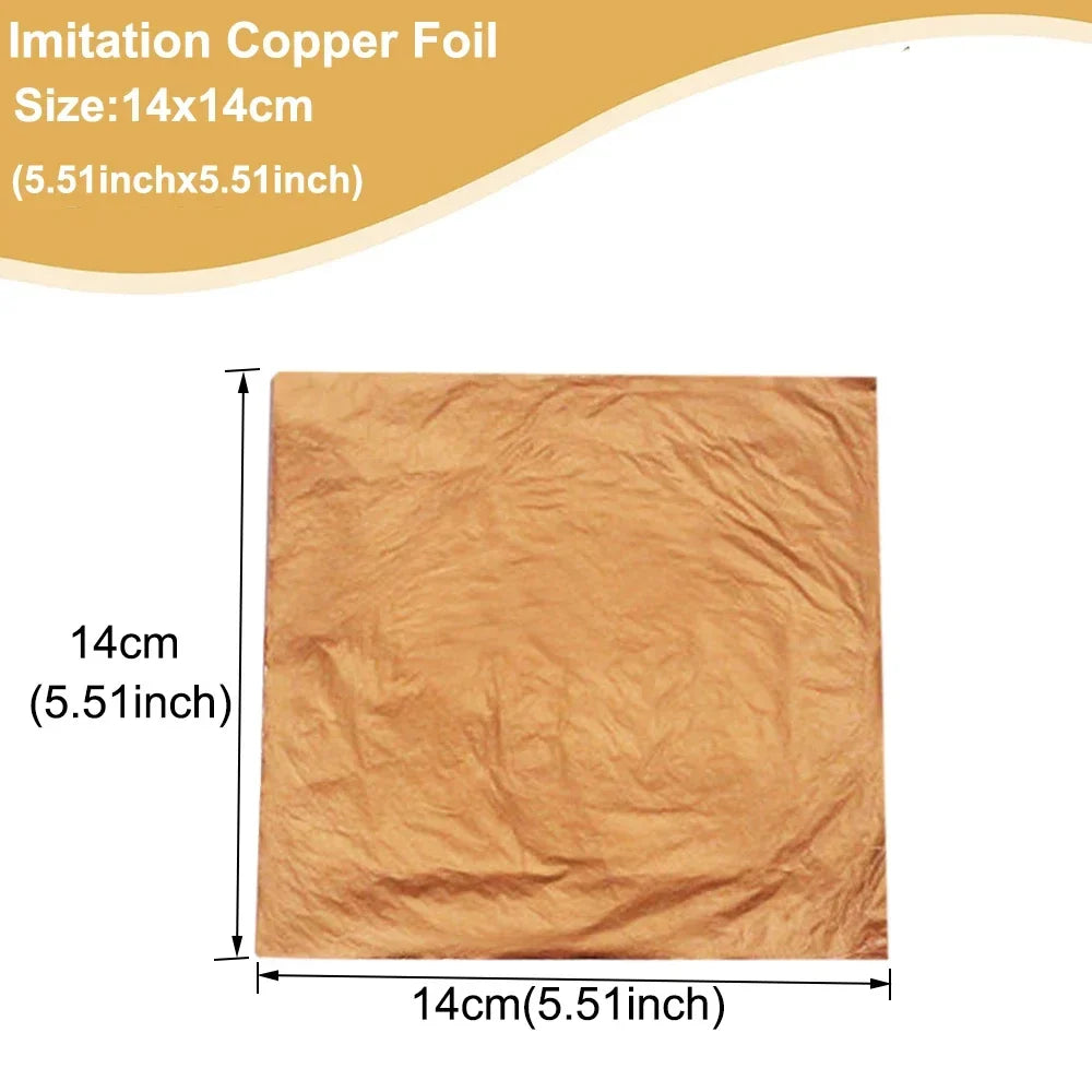 Imitation Gold Leaf Sheets for Crafts | 100pcs Metallic Foil Paper