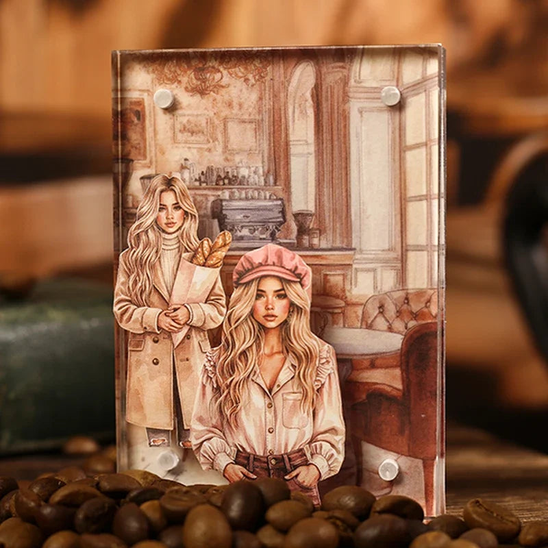 Coffee Sticker Book for DIY Scrapbooking | 20pcs Cafe Story Series