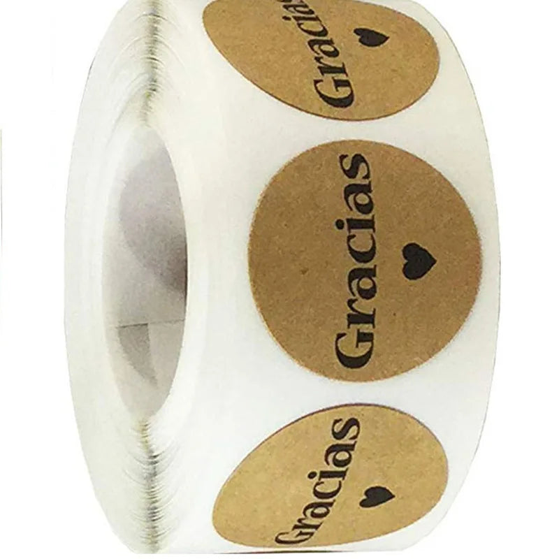 Kraft Gracias Spanish Thank You Sticker Seals | 1 Inch Envelope Stickers