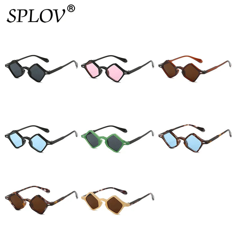 New Fashion Ins Popular Small Polygon Square Sunglasses Women Clear Ocean Lens Shades Men Trending Rivets Sun Glasses UV400
