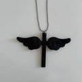 Pink Wing Cross Pendant Necklace | Y2K Gothic Jewelry for Women