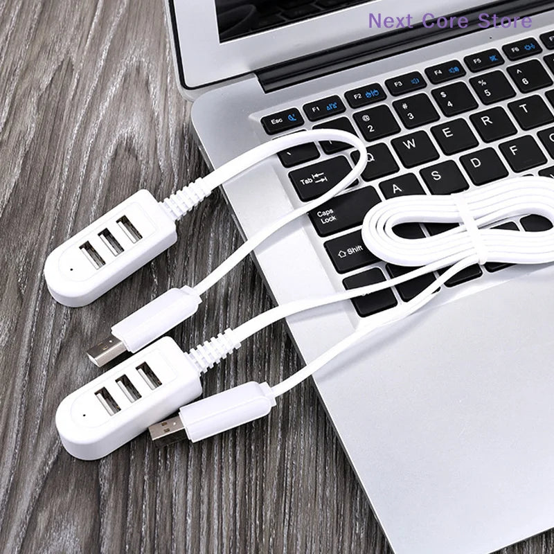 1.2M USB Cable Extension Hub | 3-Port Multi-Charging Splitter