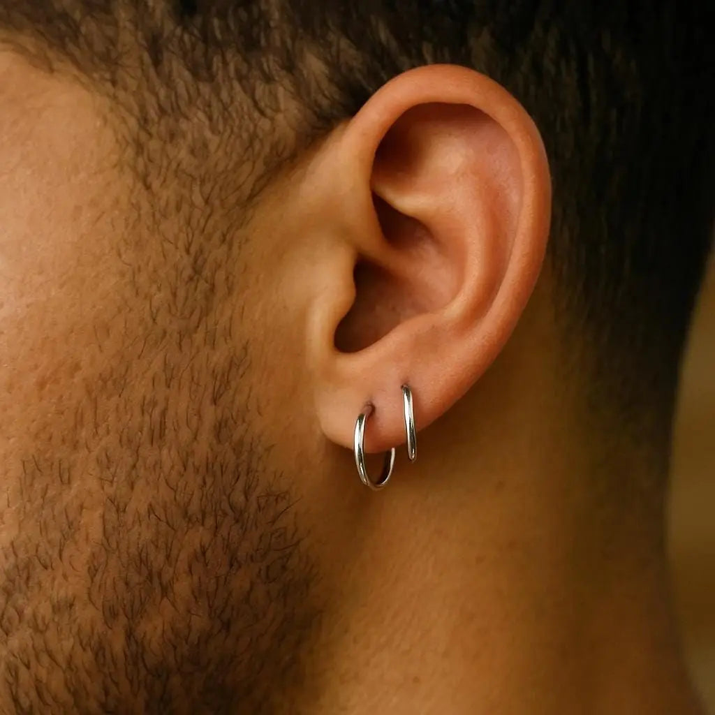 Classic Stainless Steel Hoop Earring for Men Boys | Anti Allergy Metal Huggies Earring