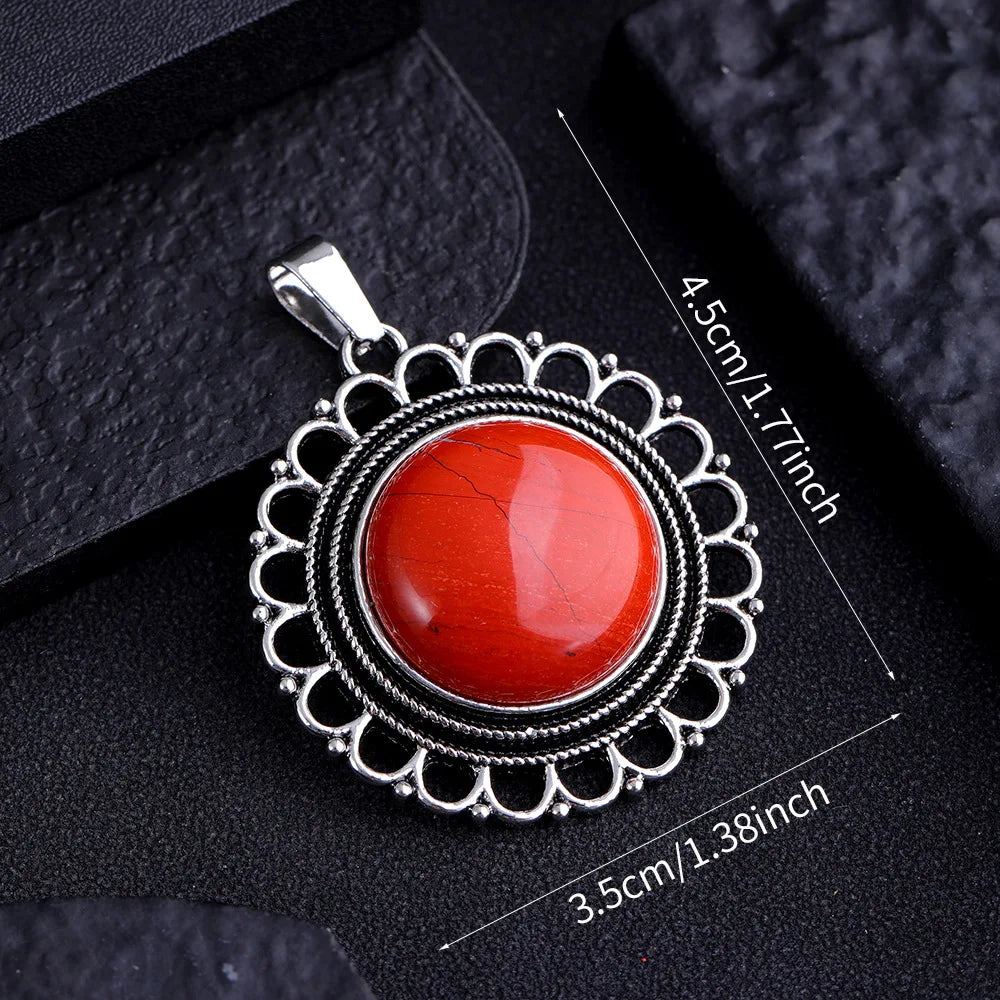 Lace Agate Pendant Necklace | Vintage Handmade Crystal Jewelry