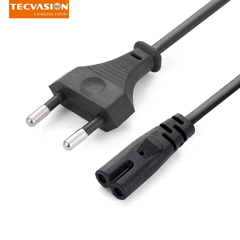 Black EU Power Plug Cable 1.5m 2-Pin IEC320 C7 Power Cord | Replacement Charger Cable for Dell, Canon, PS4, XBOX