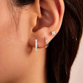 3Pcs Crystal Tragus Stud Earring Set | Flower Cartilage Huggie Earring Bulk Helix Jewelry Women Fashion Heart Lobe Earring Pack