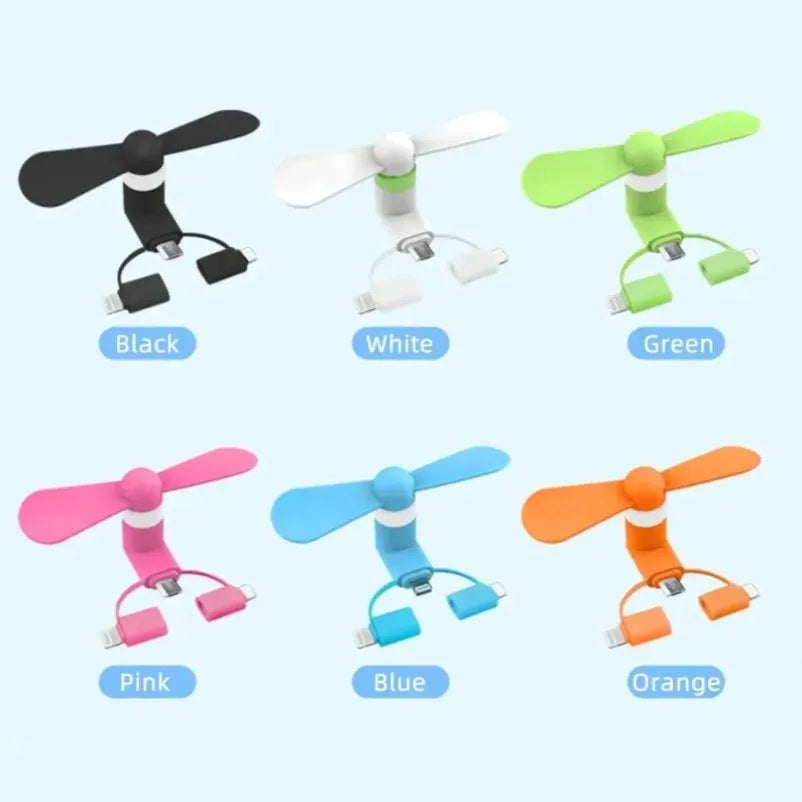 USB Phone Cooler | 3 in 1 Mini Fan for iPhone and Samsung