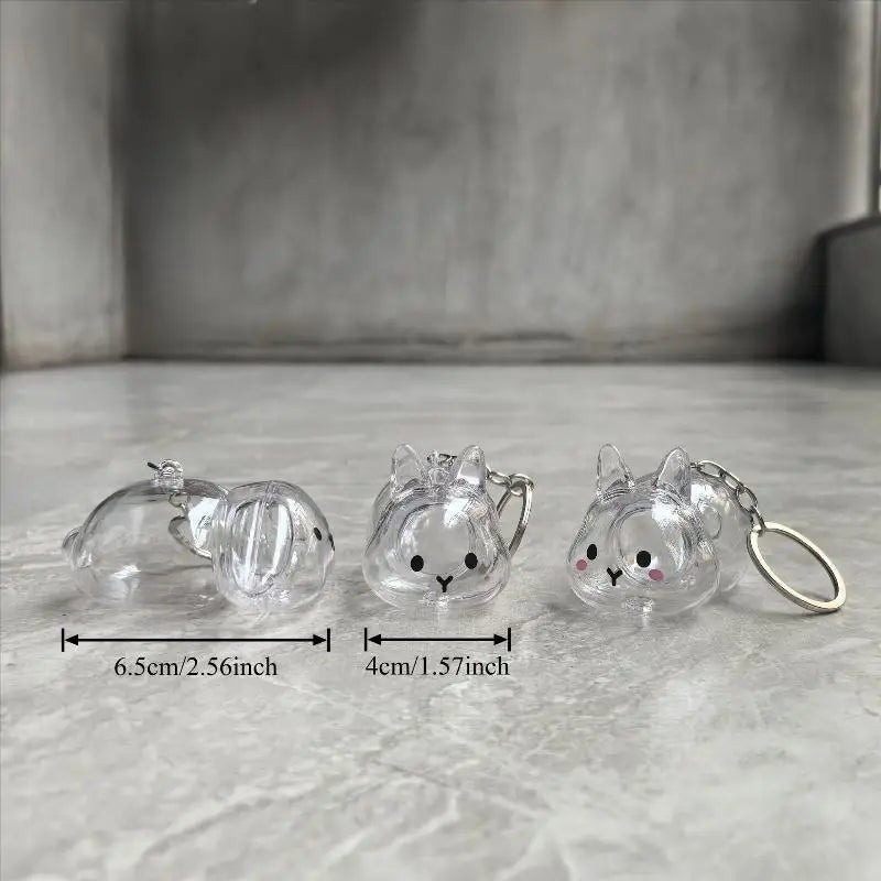 Pet Hair Memorial Transparent Storage Box Keychain | Cute Animal Rabbit Fur Organizer Bag Pendant