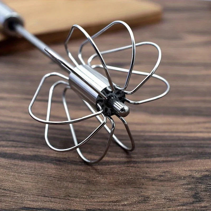 Stainless Steel Semi-Automatic Egg Beater | Battery-Free Manual Cream and Egg Mixer for Baking