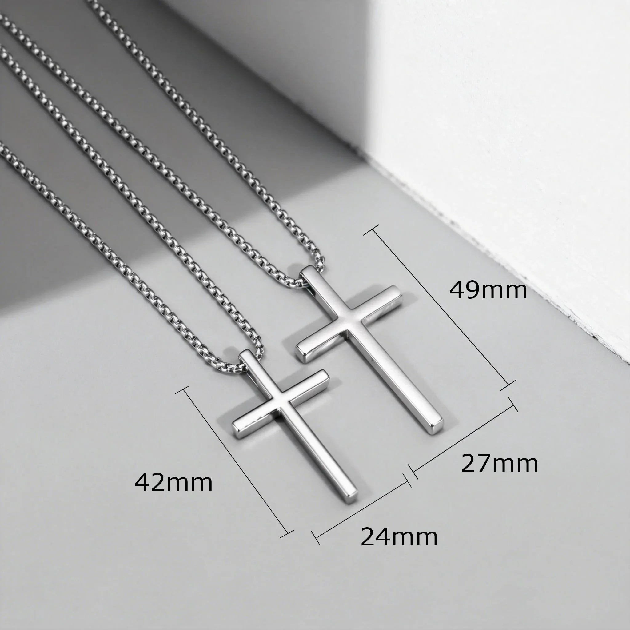 Fashionable Cross Pendant Necklace | Unisex Stainless Steel Box Chain
