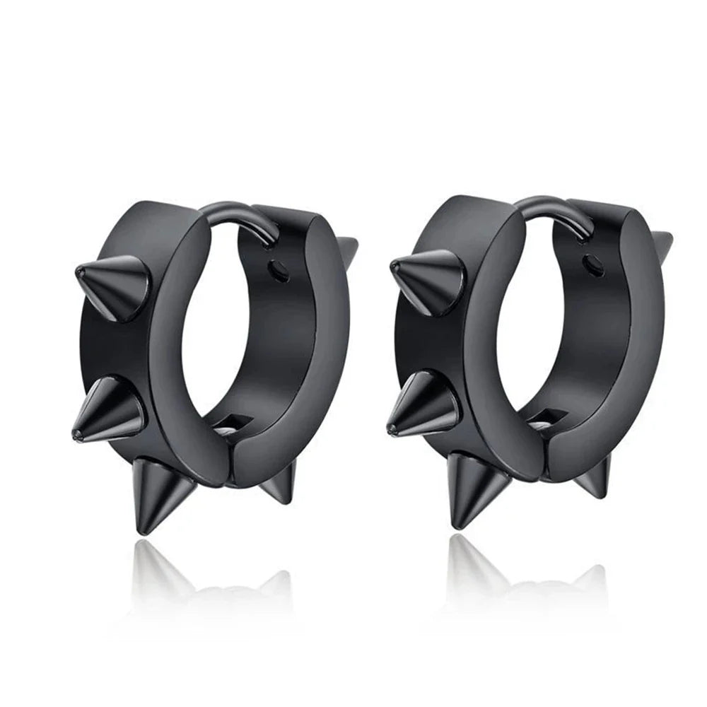 1Pair Punk Stainless Steel Spiky Thorn Stud Earrings | Unisex Gothic Hip Hop Jewelry