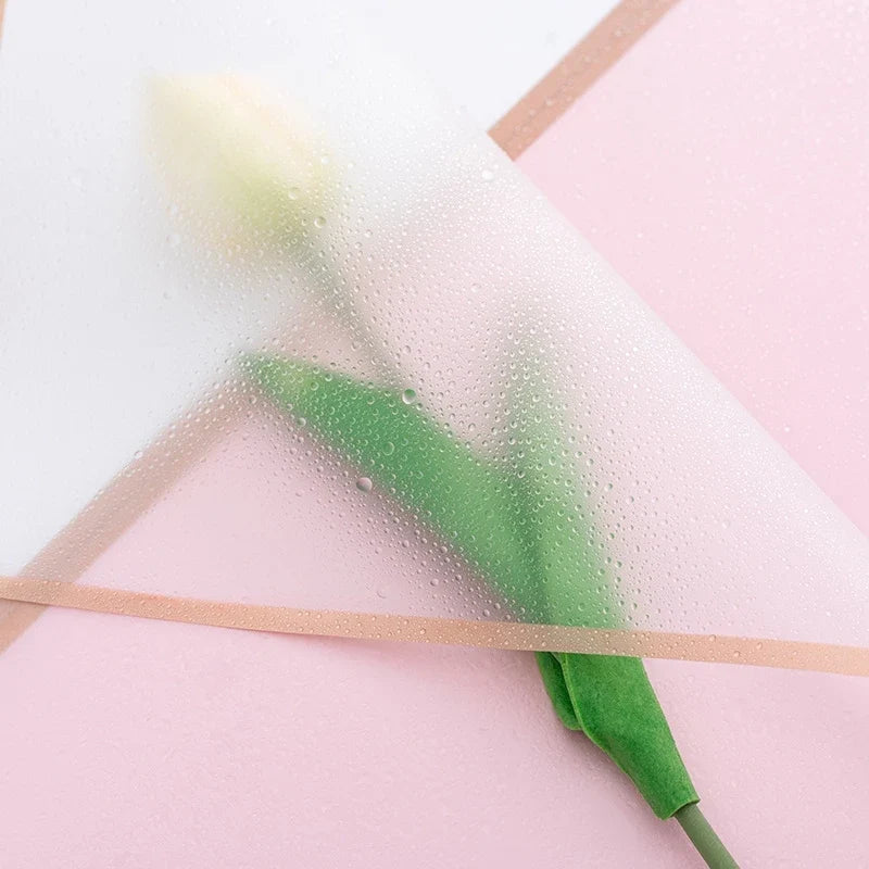 Golden Border Rose Wrapping Paper 5 Pack | Half Transparent Korean Style Gift Packing