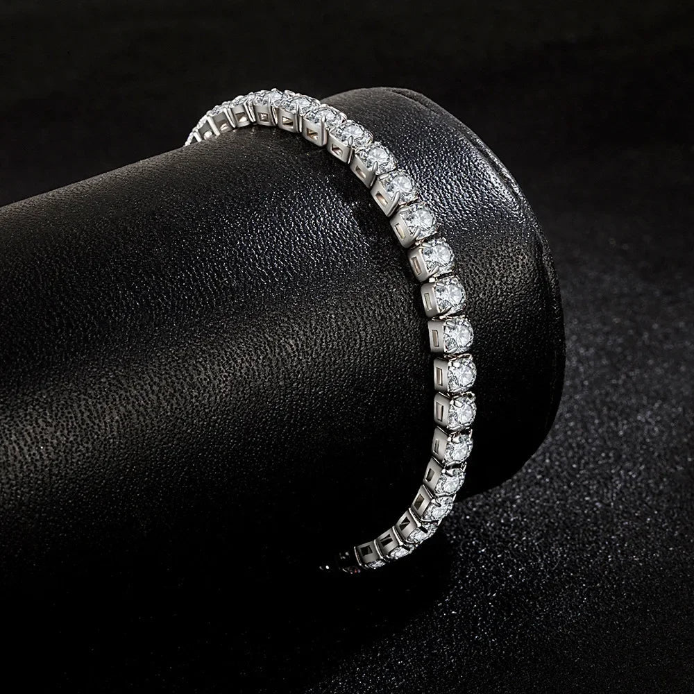 S925 Sterling Silver Tennis Bracelet with Zirconia | 4mm Fashion Wedding Jewelry