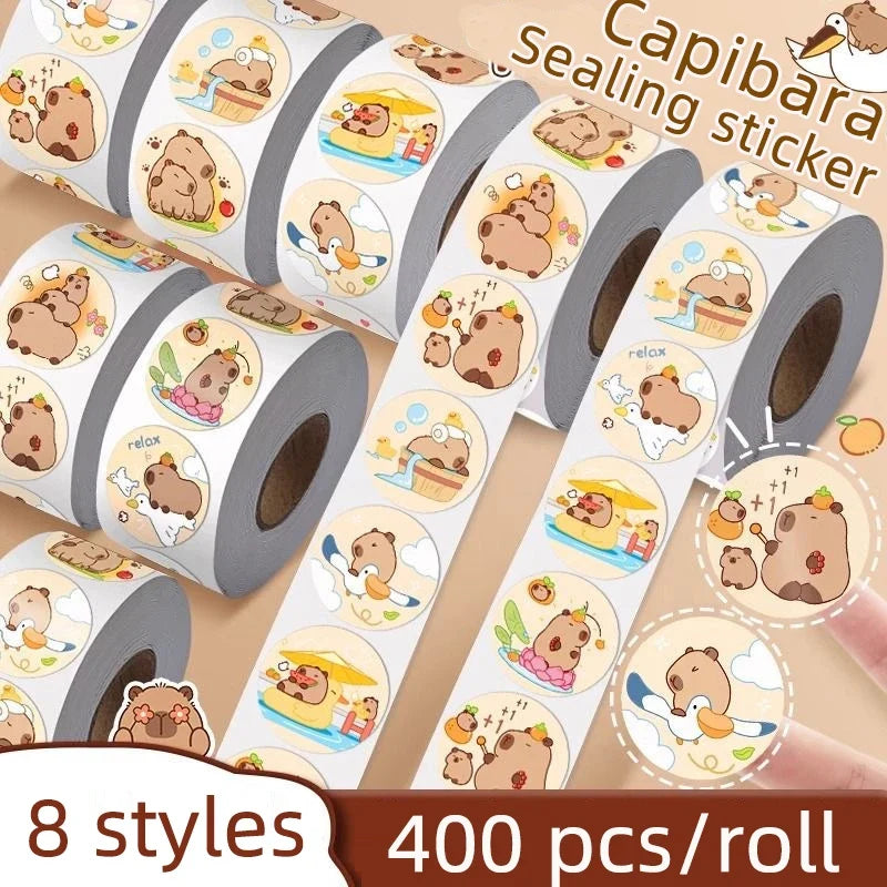 400pcs Cute Capybara Stickers | DIY Scrapbook and Reward Seal Set