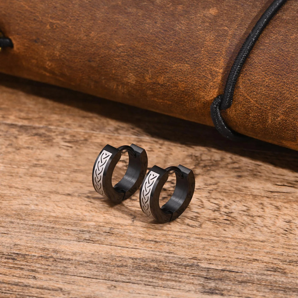 Mens Celtic Knot Hoop Earrings | Hypoallergenic Stainless Steel Huggie Earrings