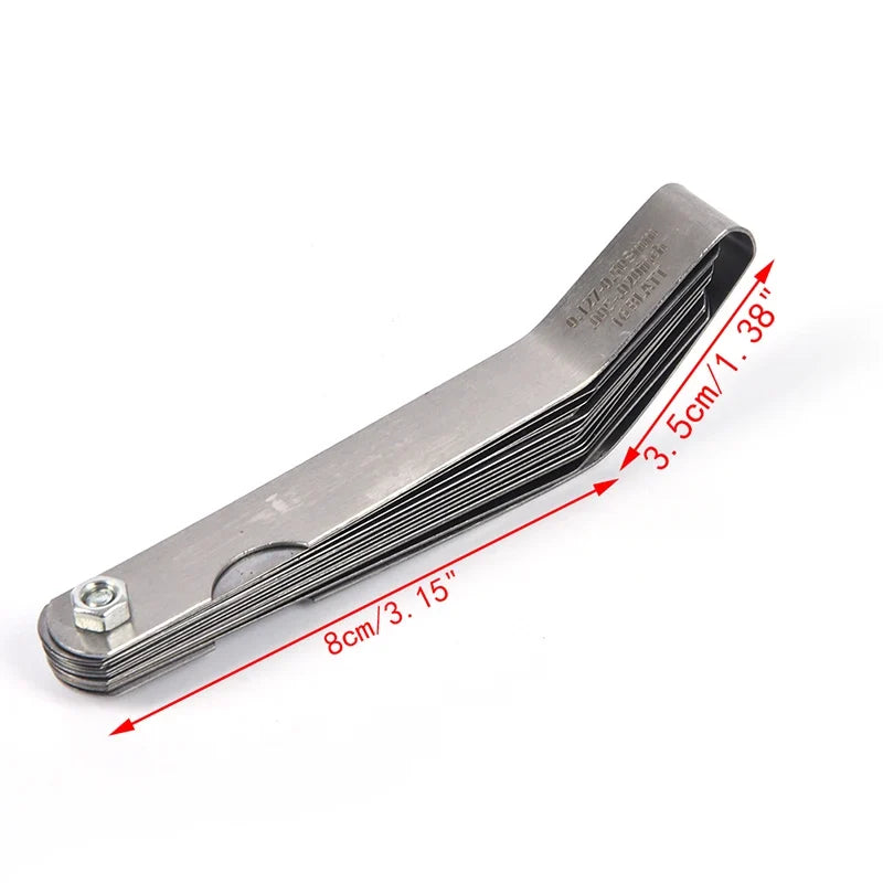 Curved Stainless Steel Feeler Gauge 16 Blades | Metric Gap Measuring Tool 0.05-1mm
