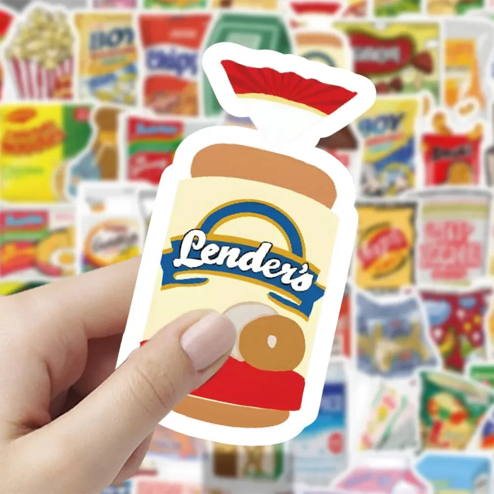 59PCS Classic Snacks Graffiti Stickers | Waterproof Decals for Laptop Skateboard Bicycle
