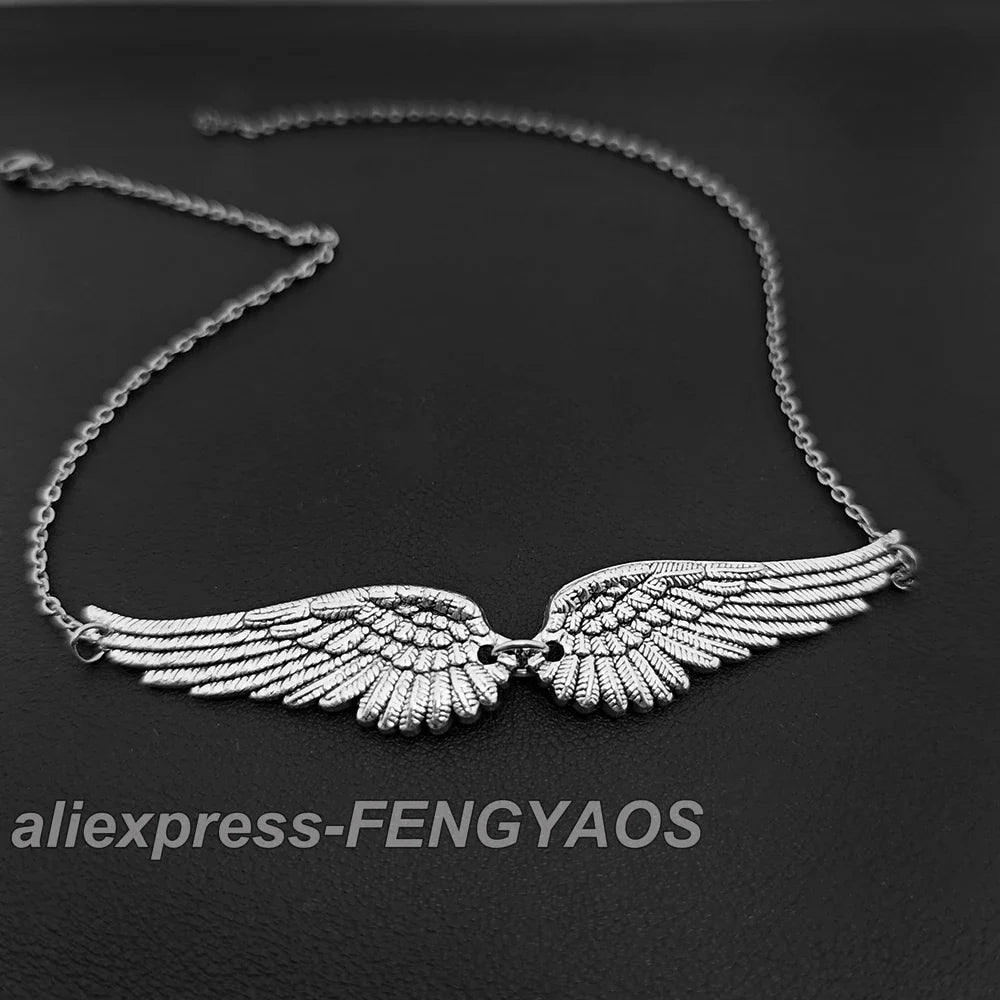 Vintage Angel Wings Feather Choker | Aesthetic Link Chain Statement Necklace
