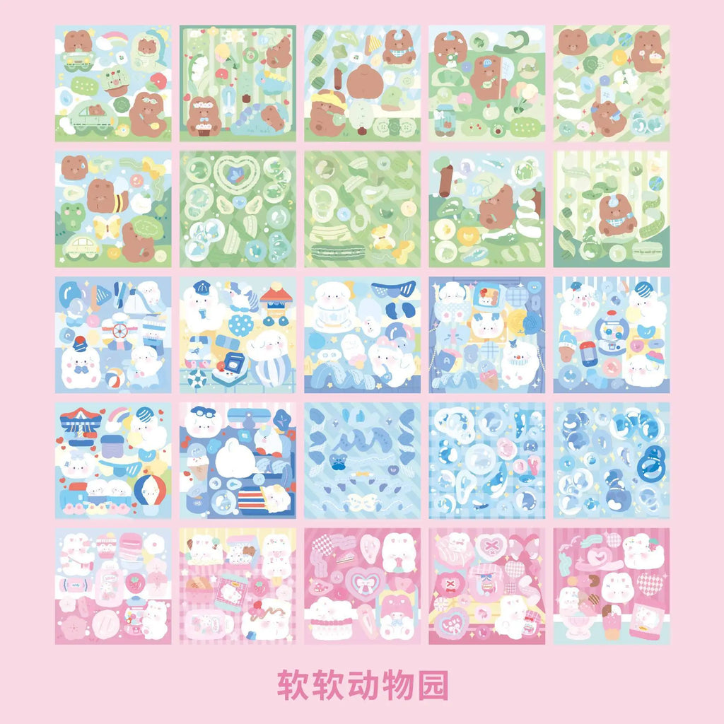 100 Pieces Kawaii Decorative Sticker Set | Cute Cartoon Glitter Stickers for DIY Scrapbooking and Planners