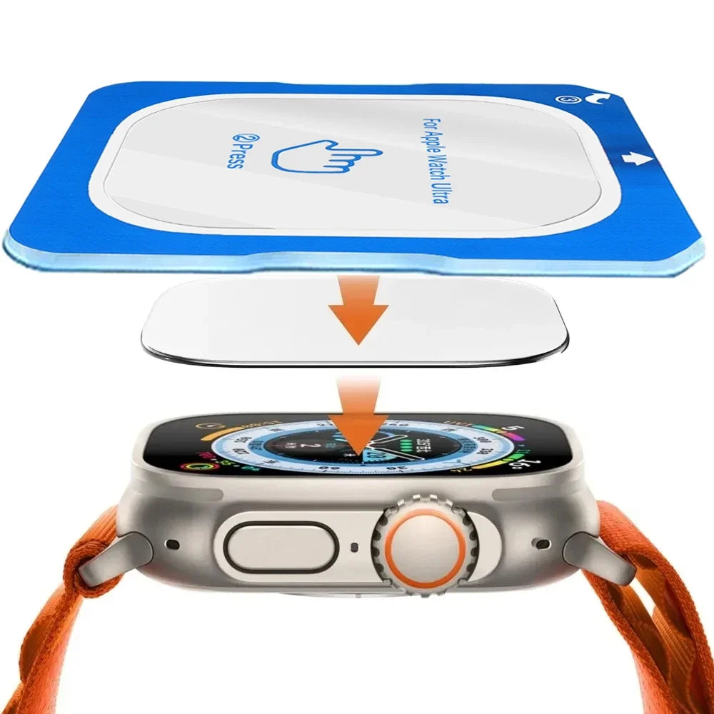 Quick Pasting Tempered Glass For Apple Watch Ultra 3/2/1 49mm Easy to Install Screen Glass Protective Film Ultra 3-2-1 49mm Film