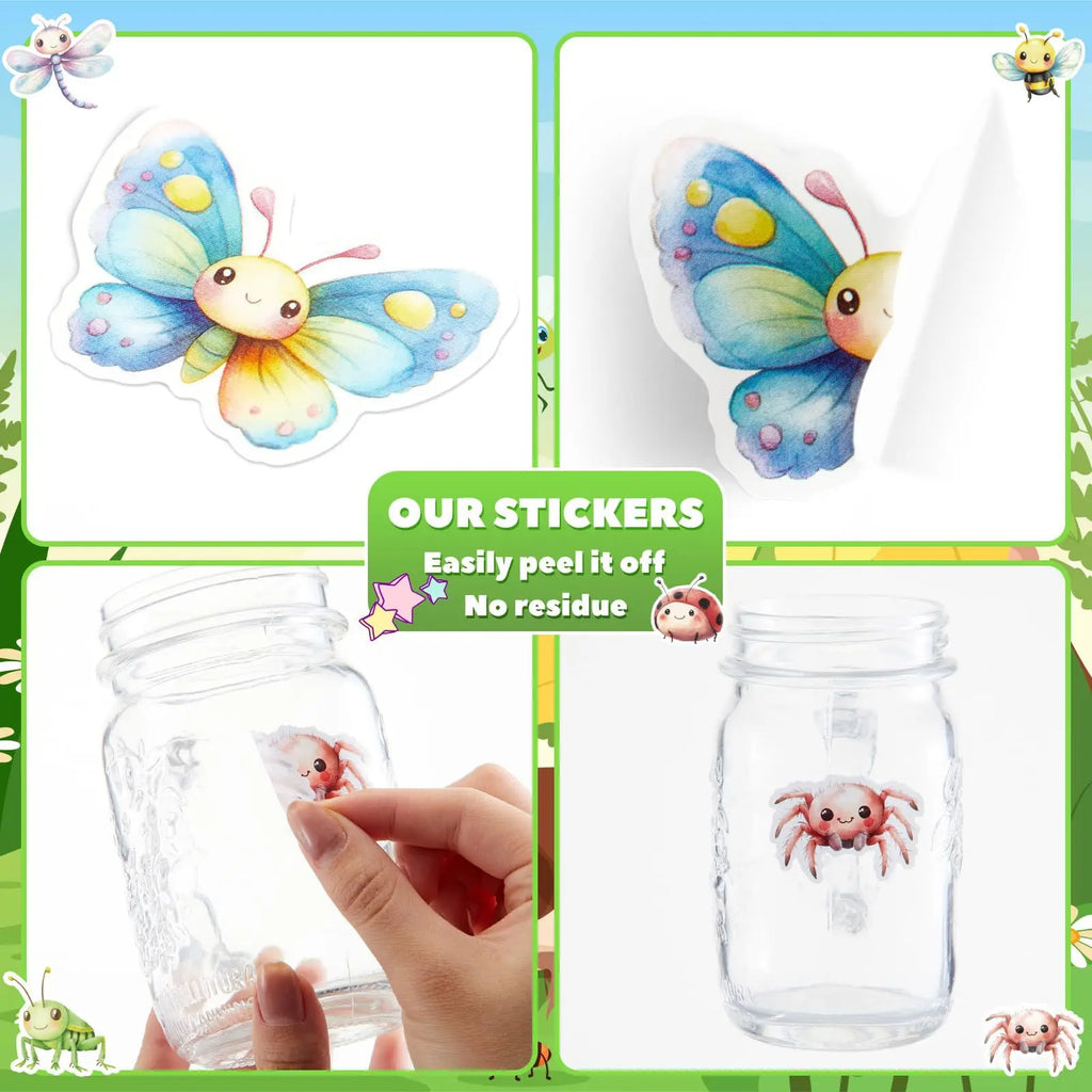 1 Roll Spring Insect Stickers Decal Reward Cute Office Supplies Incentives Animals Sticker Christmas Party Favor, 500 Pcs 1inch
