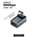 USB4 V2 90 Degree USB-C Angle Adapter | 80Gbps Thunderbolt 5/4/3 Elbow Connector