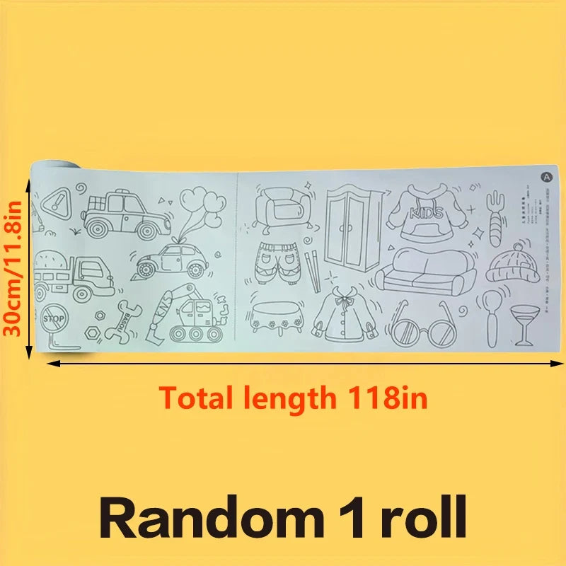 Children's Drawing Kit | 3m Long Doodle Paper Rolls for Creative Fun