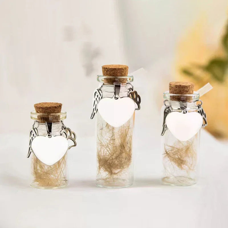 Pet Memorial Bottle for Pet Hair | Dog Cat Fur Keepsake with 3 Silver Accessories