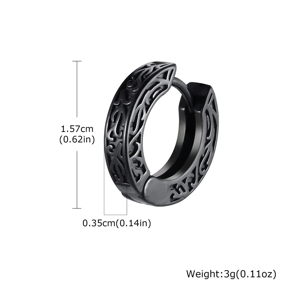 Totem Hoop Earrings for Men and Teens | Hypoallergenic Stainless Steel Huggies
