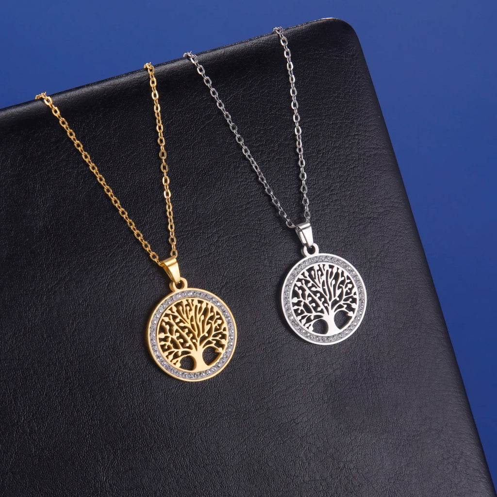 Skyrim Tree of Life Necklace | Stainless Steel Gold Pendant with Zircon