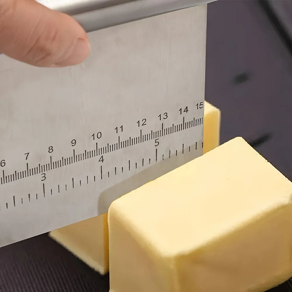 Stainless Steel Dough Cutter and Scraper | Kitchen Baking Tool with Scale
