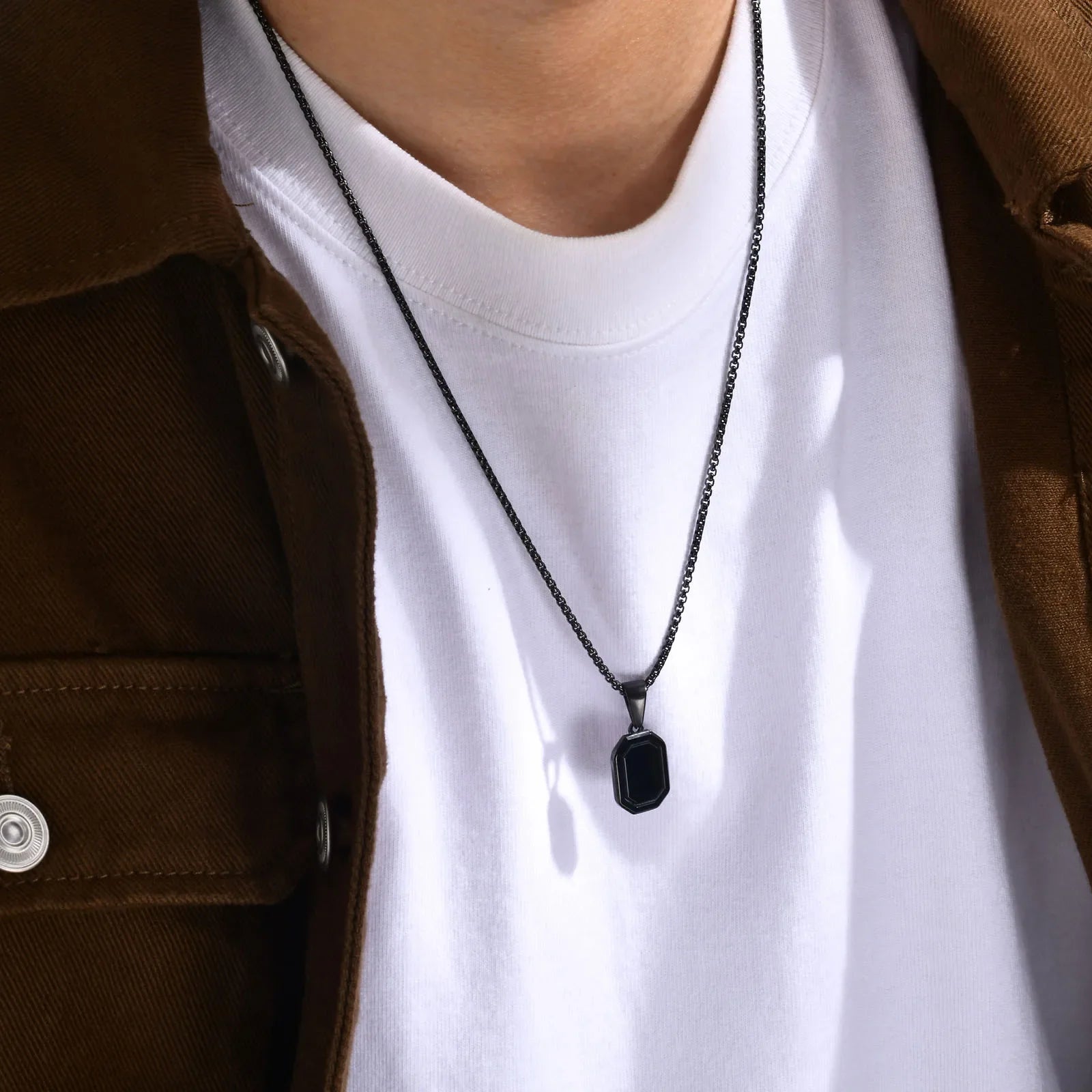 Personalized Initial Geometric Necklace | Stainless Steel Letter Pendant for Men and Women