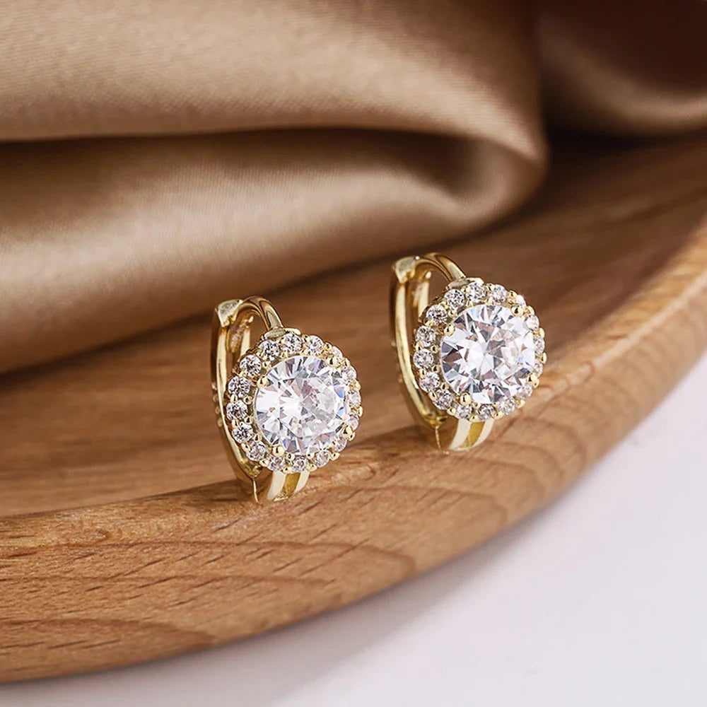 Huitan Cubic Zirconia Hoop Earrings | Dainty Fashion Jewelry for Women