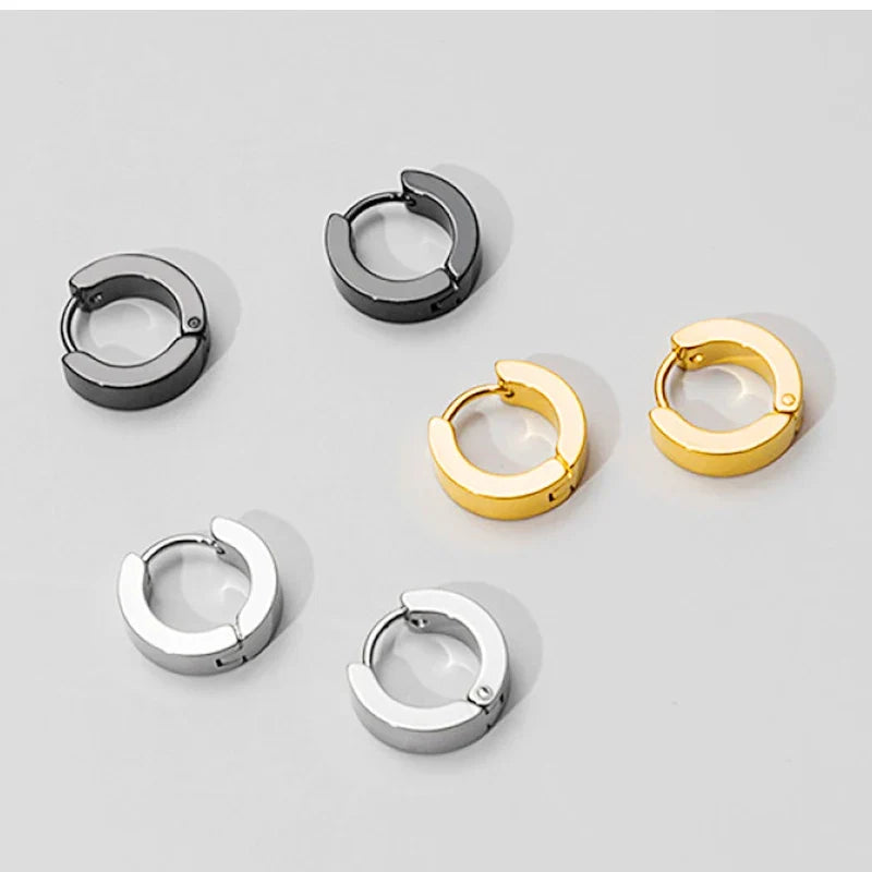 Punk Stainless Steel Stud Earrings Set | Unisex Gothic Hip Hop Ear Piercing Jewelry