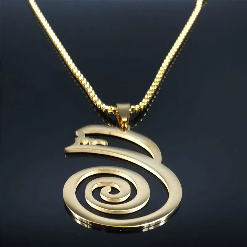 Dai Ko Myo Stainless Steel Pendant Necklace | Gold Color Master Reiki Symbol Jewelry