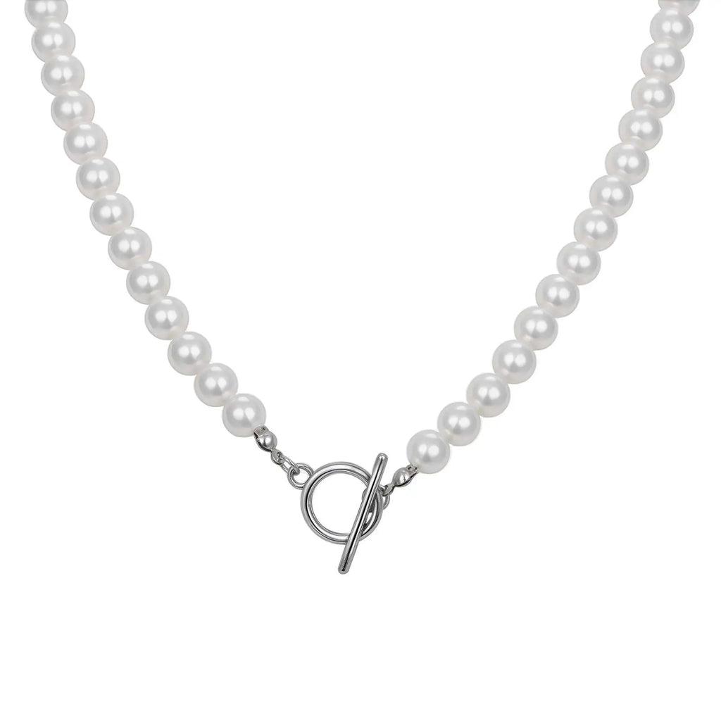 8mm Pearl Necklace for Men Women | White Imitation Pearl Beaded Collar Casual Jewelry Gift