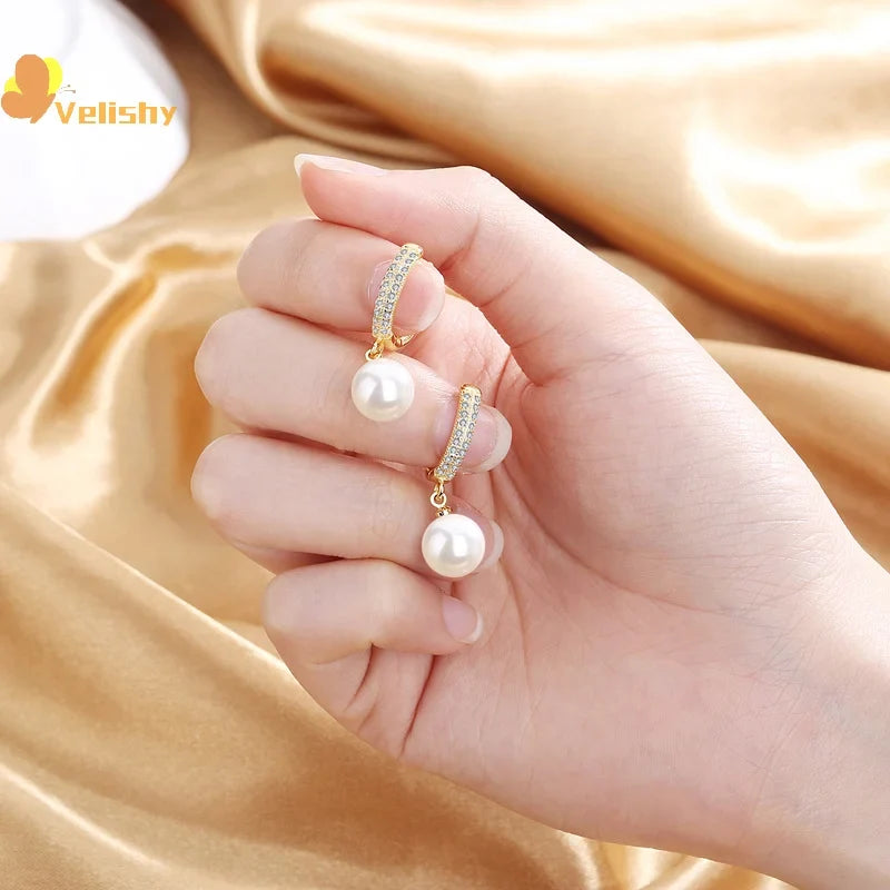 Pearl Hoop Earrings for Women | Light Luxury Fashion Jewelry
