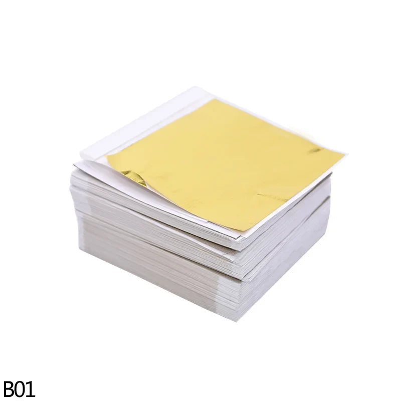 100Pcs Imitation Gold Silver Copper Foil Sheets | Gilding Leaf Flakes for DIY Nail Art Wedding Decor