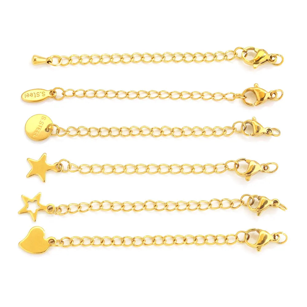 Stainless Steel Extension Tail Chains with Lobster Clasps | 10pcs Jewelry Findings