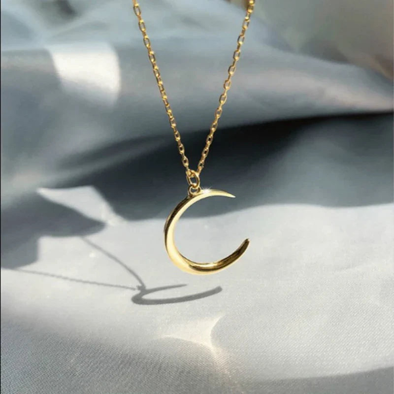 Moon Pendant Necklace | Minimalist Gold Silver Charm Jewelry for Women