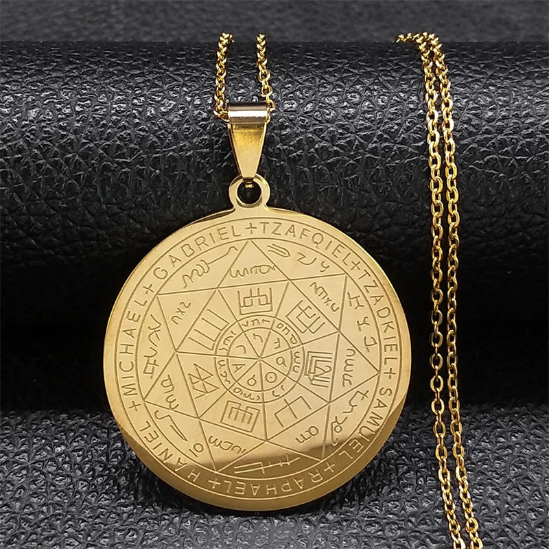 Seal of Seven Archangels Medal Necklace | Stainless Steel Protection Jewelry
