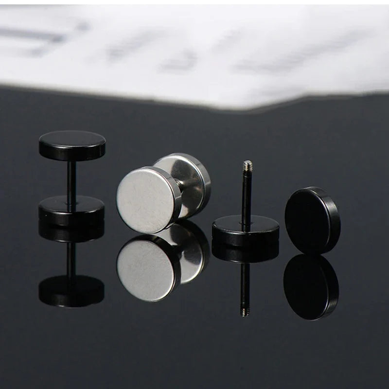 Punk Stainless Steel Stud Earrings Set | Unisex Gothic Hip Hop Ear Piercing Jewelry