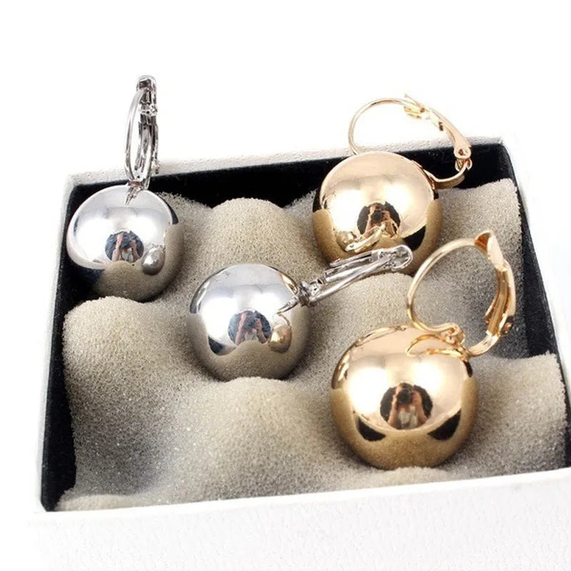 Smooth Ball Drop Earrings for Women | Creative Gold White Rosegold Dangle Jewelry