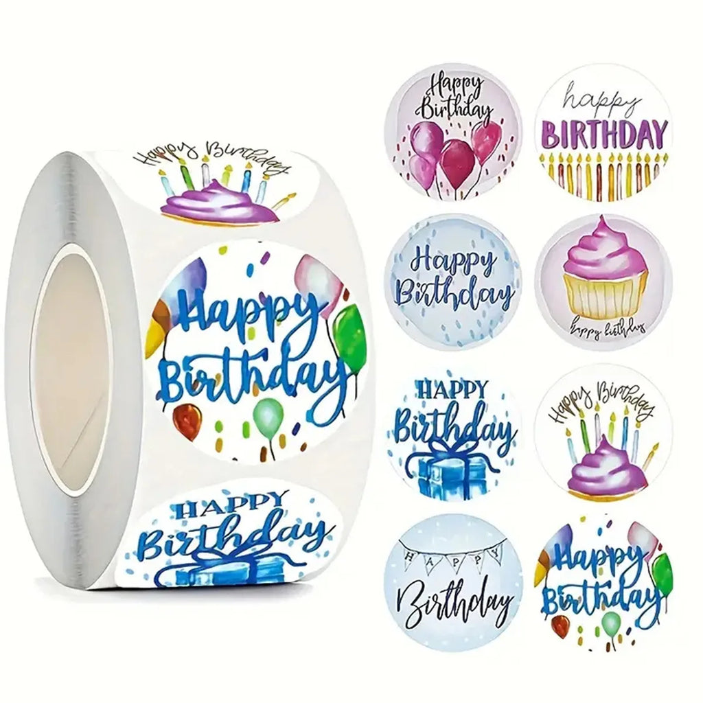 Happy Birthday Roll Stickers | Fun Party Decals for Cards and Gifts