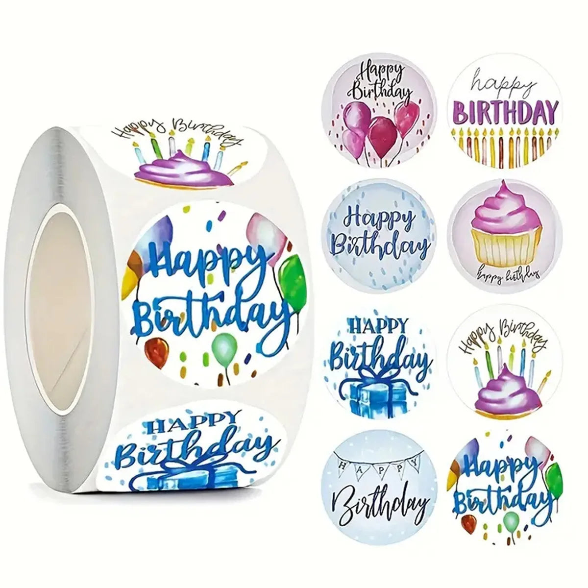 Happy Birthday Roll Stickers | Fun Party Decals for Cards and Gifts